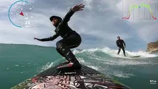 Basque surf girl Kaikai surfing Lafitenia with dad Hugues