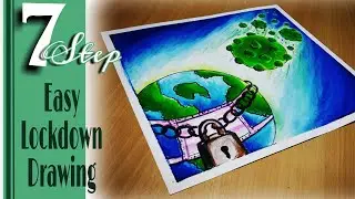 Coronavirus Awareness Poster (Lockdown) drawing with oil pastel - Step By Step/Lockdown drawing easy