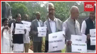 TDP Continues Anti-Budget Protest Outside Parliament For 2nd Day