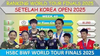 World Tour Finals Rankings 2025 │ After Korea Open 2025 │