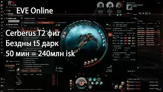 EVE Online. Abyss T5 Dark/50 min = 240 million isk. T2 Cerberus. T2 Cerberus for 300 million isk.