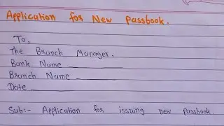 Application for issuing new passbook to branch manager | Letter writing in english | Misbi study