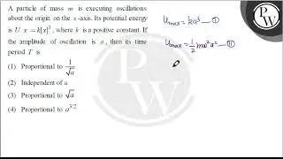 A particle of mass \( m \) is executing oscillations&nbsp;about the origin on the \( x \)-axis. ....