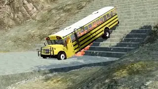Unbelievable School Bus Stairs Jumps Down &ndash; BeamNG Drive Realistic Crash Test Compilation