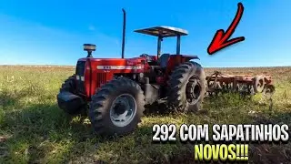 TESTANDO OS NOVOS PNEUS DO MF292 GRADEANDO NOSSA NOVA ÁREA DE PLANTIO!!!