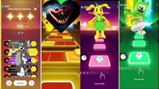 Tom And Jerry 🆚 Huggy Wuggy 🆚 Bunzo Bunny 🆚 Gummy Bear - Tiles Hop EDM Rush Coffin Dance