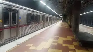 A Metro B line train Departing Hollywood/Vine Station.