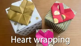 Heart Origami-style Gift Wrapping: with Ribbon instructions ＊Tsutsuming® Original＊