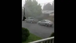 Thunderstorm in Alexandria, Ontario. Hail fall.