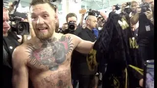 CONOR McGREGOR SHOWS OFF CUSTOM MADE VERSACE ROBE - GIVEN BY DONATELLA VERSACE