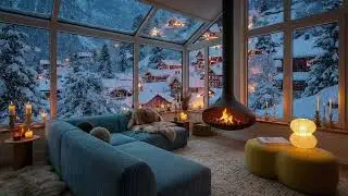 Winter Cabin Luxury Ambience 4K | Fireplace & Snowfall (no ads, no music)