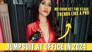 Executive Elegance | Red Jumpsuit Ms Chun's Office Fashion Brilliance