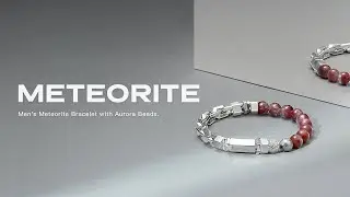 AWNL Men's Beaded Bracelet with Aurora 23, Meteorite and 925 Silver Chain