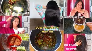 WEEKLY LOW POROSITY HAIR OIL✨HairFall,Thick ,silky, Shiny &Healthy  #hairoil  #coconutoil #haircare