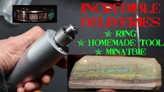 Opal Inlay Ring, HUGE Mintabie Rough, Homemade Lapidary Tool
