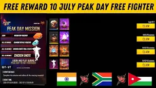 FREE Rewards 10 July Free Fire | Free Fighter Peak Day Rewards India vs Others Server | FF New Event