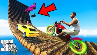 FRANKLIN TRIED IMPOSSIBLE STEEP RAMP BIKE PARKOUR CHALLENGE GTA 5 | SHINCHAN and CHOP