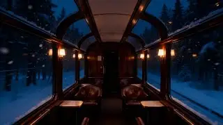 Night Train Watch &ndash; Observation Lounge at Deep Winter Night | Snow & Rail Motion (4/7)