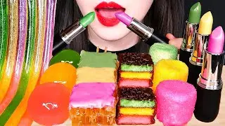ASMR EDIBLE LIPSTICKS, CHOCOLATE HONEYCOMB, JELLY NOODLES, MARSHMALLOWS 먹는립스틱, 초콜릿벌집꿀, 젤리 먹방 咀嚼音
