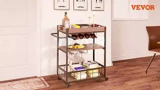 VEVOR 3 Tiers Gold Bar Cart: Stylish, Movable, & Holds 180 LBS!