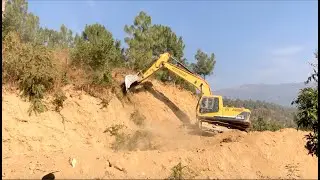 Hyundai Excavator Cutting Hill - Hilly Road Construction - Excavator Leveling The Hilly Area