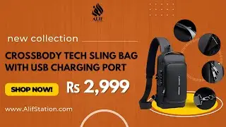 Crossbody Tech Sling Bag With USB Charging Port | Travel Bags Review | AlifStation.com #travelbag