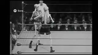 Sora 2 - 1930s skeleton boxing