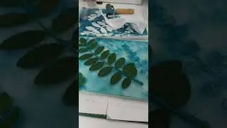 Gel pad printing on fabric, large botanical print. #textileart #gelliplate
