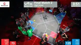 VEX Worlds 2016 - VRC HS Finals - Match 2 (8691E 1104M 400S) 264 vs 283 (185A 1104Z 1104G)