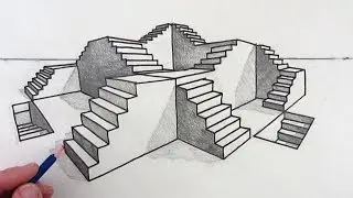 How to Draw Stairs: Step by Step in 2-Point Perspective