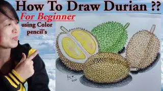 How To Draw Durian ?? For Beginner .. using Color pencil
