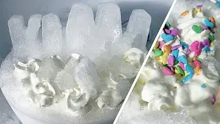 Freezer Frost Cake with Rainbow Sprinkles Ice Eating ASMR