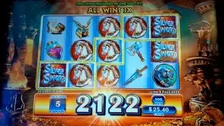 Silver Sword Slot Machine - $8 Max Bet *LIVE PLAY* Bonus Trigger!
