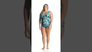Maxine Plus Size Twilight Tropical Surplice Sheath One Piece Swimsuit | SwimOutlet.com