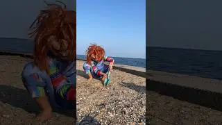 CHUCKY CAUGHT ON CAMERA DOING THIS AT THE BEACH!! #shorts
