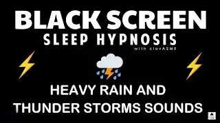 Black Screen for deep sleep with heavy rain and thunder on the metal roof at night.