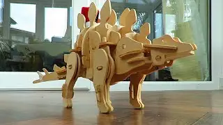 3D wooden kit Sound activated automata Walking Dinosaur Stegosaurus