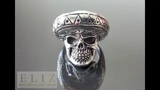 Mexican Sombrero Skull 925 Sterling Silver Biker Goth Punk Rock Ring