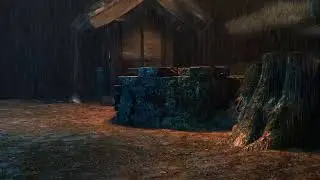 sound of soft rain on walkway autumn || звук мягкого дождика на дорожке осенней.