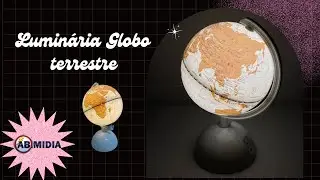 Lumin&aacute;ria Globo Terrestre 3 tons de Branco Touch Mapa Mundi Decorativa Interativa USB