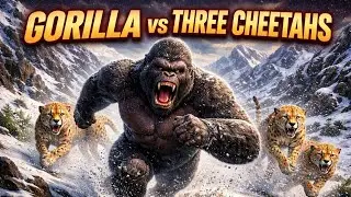 Gorilla vs Three Cheetahs || Epic Chase in Snowy Mountain dangerous animal videos full attack video 