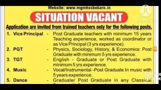 vice Principal PGT TGT PRT music dance pet teacher recruitment 2023