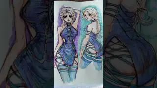 💙 Elsa Frozen Fanart Marker Sketch Drawing Speedpaint Anime Character illustration Traditional Art