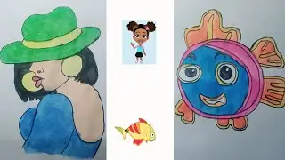 Girl drawing  vs fish drawing video #art sl drawing