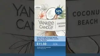 Yankee Candle Coconut Beach Signature Medium Pillar Candle, White, 14.25oz
