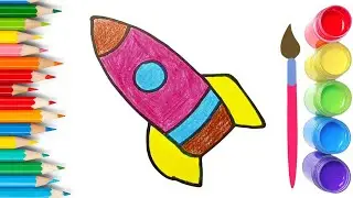 How To Draw cute Rocket Drawing, Painting & Coloring For Kids and Toddlers_🌈🎨 🐋