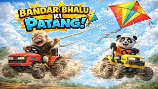 Bandar Aur Bhalu Ki Patang 🚜🪁 | Funny Tractor Kite Story
