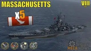 Battleship Massachusetts 5 Kills & 180k Damage | World of Warships Gameplay