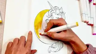 Color a magical unicorn on the moon🌛🌈 Anti-stress coloring book💝