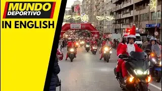 Over 5,000 People Participate in the Biker Santa Claus Parade, in Vigo, Spain